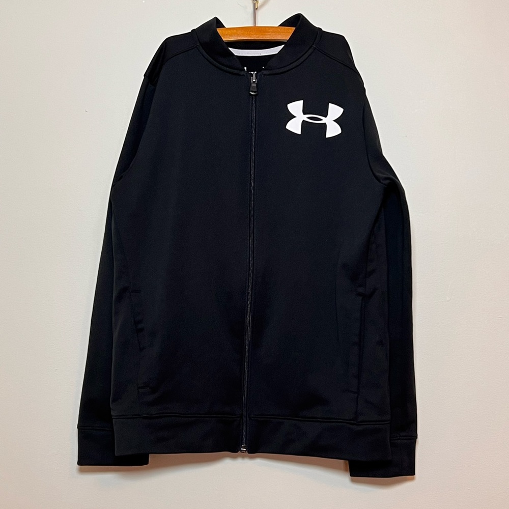 SOLD 4/6 Under Armour Boy’s Black Pennant Zip Up Jacket, Size YLG (Youth Large) - Picture 4 of 15